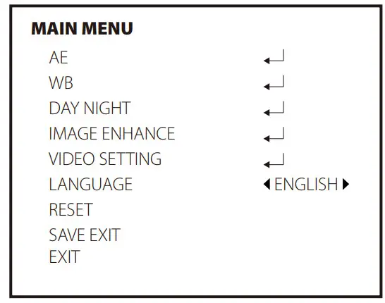 GetFPV RunCam Phoenix 2 1000TVL 2.1mm FPV Camera -MAIN MENU