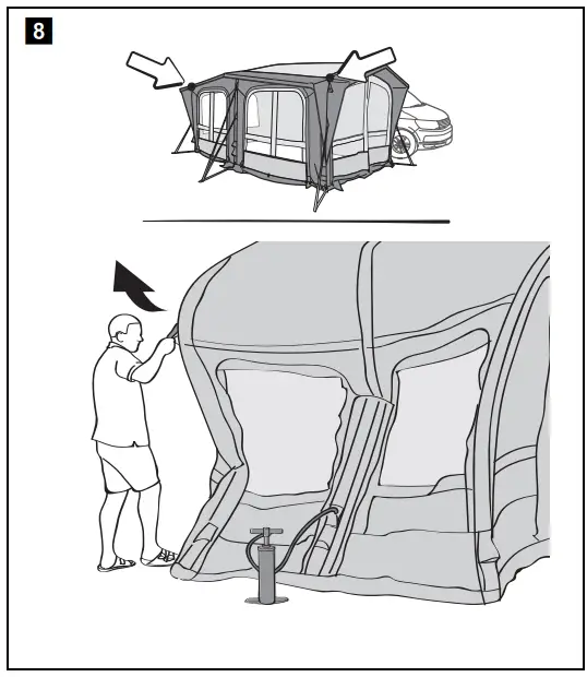 Setting up the awning tent
