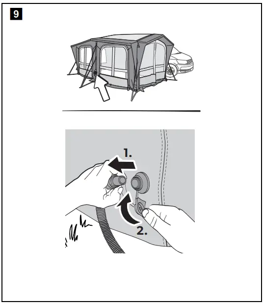 Setting up the awning tent