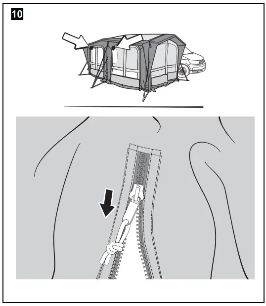 Setting up the awning tent