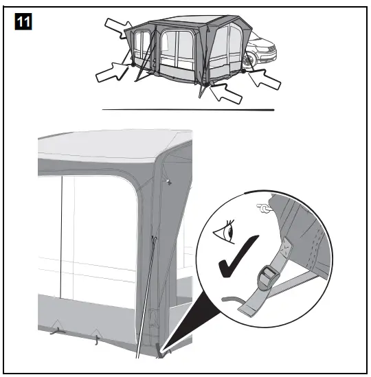 Setting up the awning tent