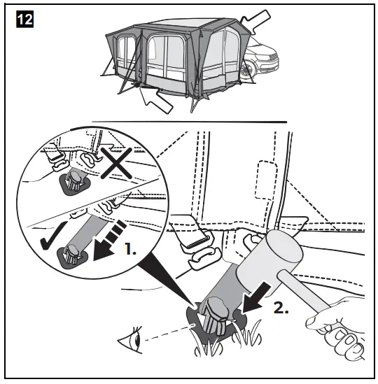 Setting up the awning tent