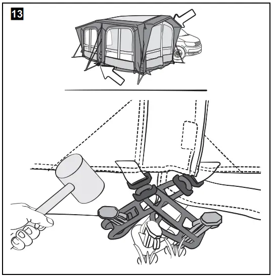 Setting up the awning tent