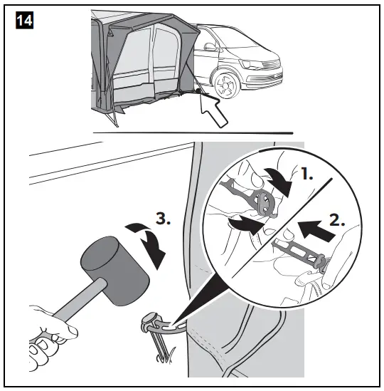 Setting up the awning tent