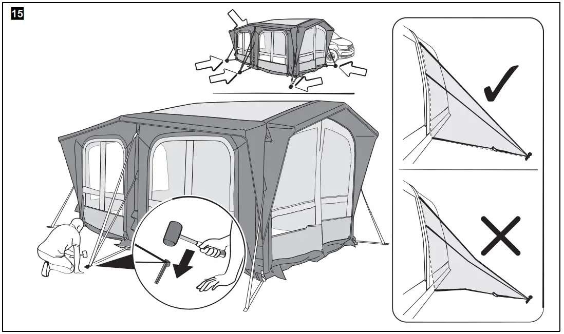 Setting up the awning tent
