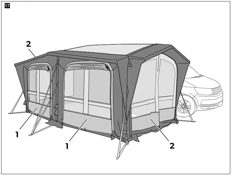 Setting up the awning tent