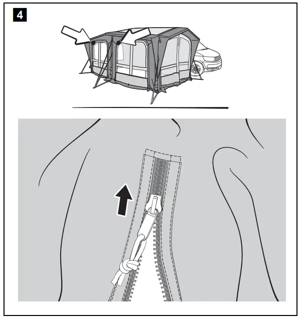 Setting up the awning tent