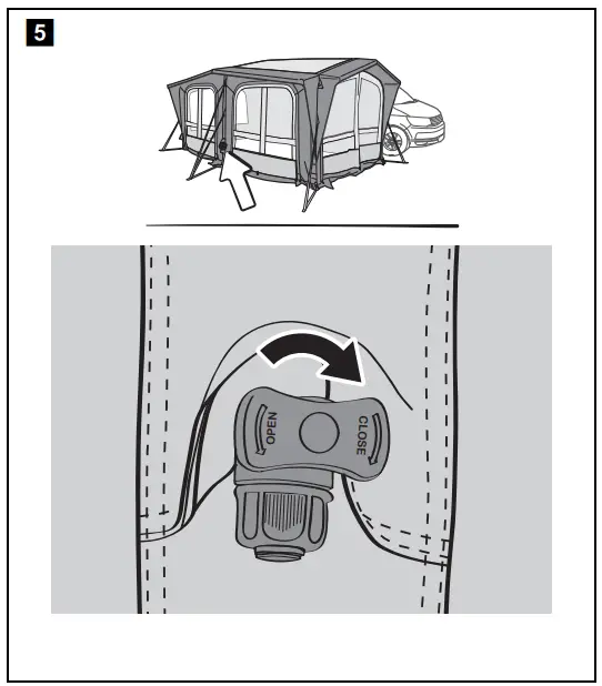 Setting up the awning tent