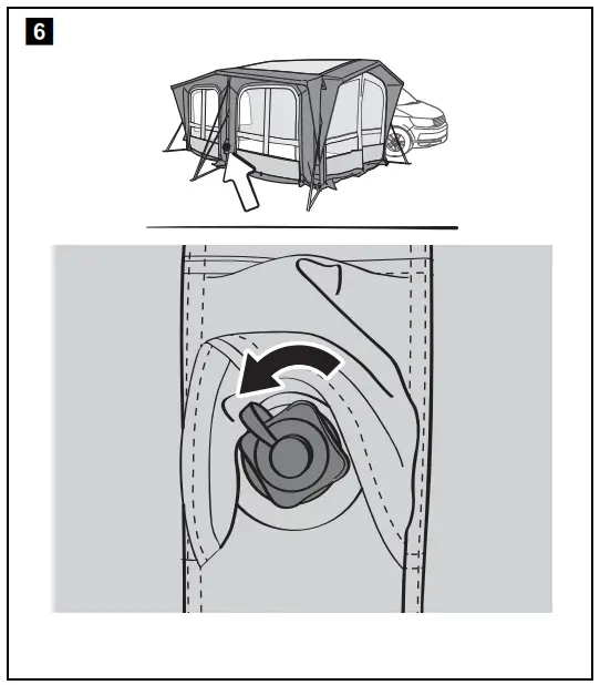 Setting up the awning tent