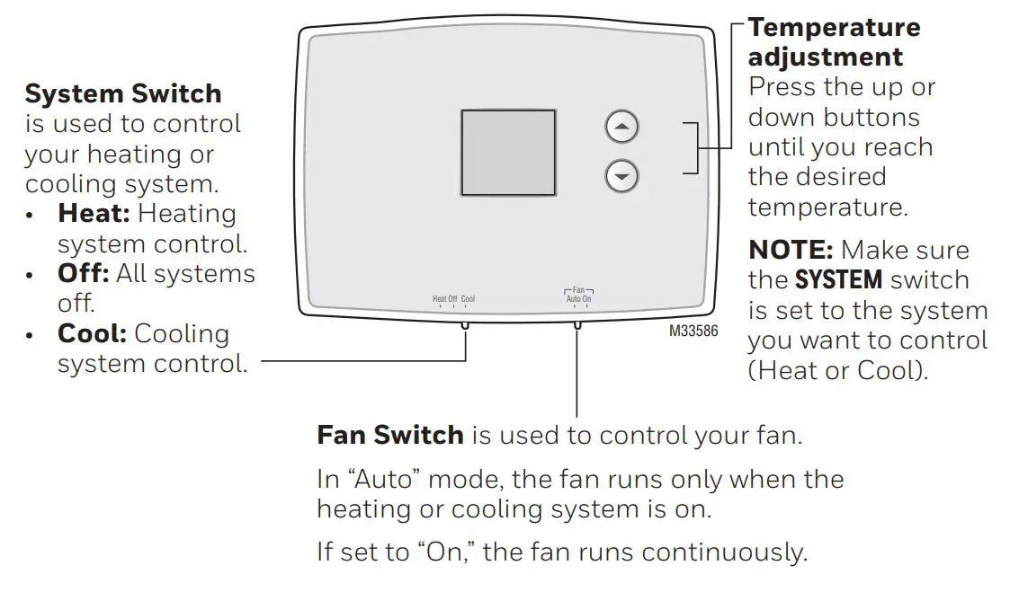 Honeywell Home RTH111 Series Non-Programmable Thermostat Owner’s Manual - Thermostat controls