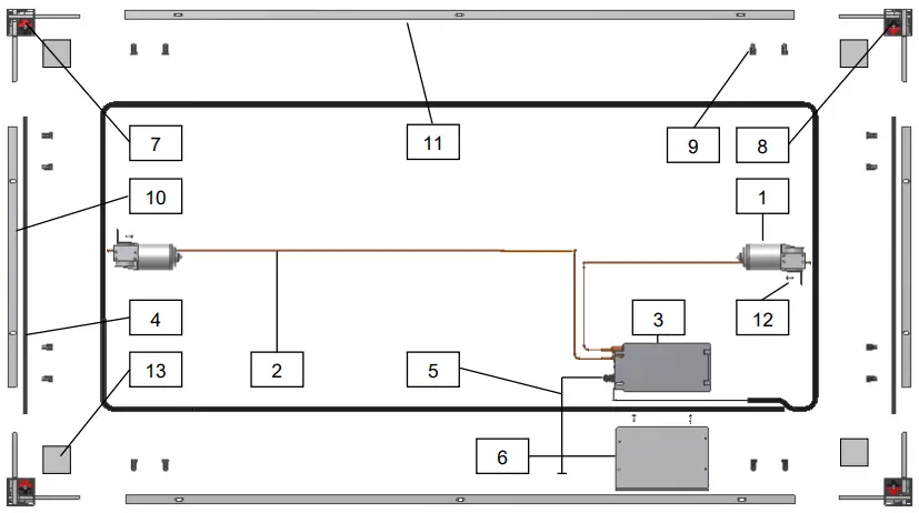 ROPOX 6090 4SingleElectric Height Adjustable Table Frame - Component Overview