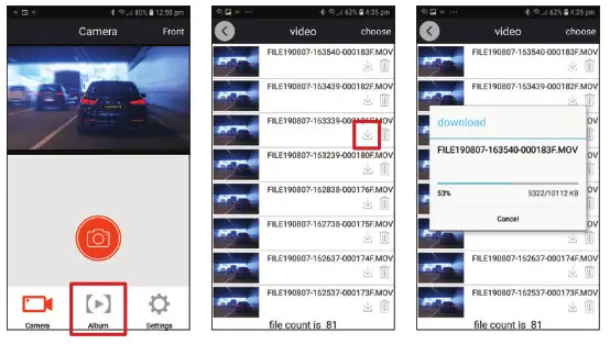 dashmate DSH-922 Full HD Dual Channel - DOWNLOADING VIDEOS FROM THE APP