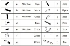 Kmart Egon Wardrobe with Drawers 43036905 - Hardware list1