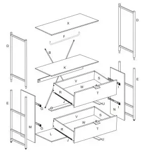 Kmart Egon Wardrobe with Drawers 43036905 - Hardware list4