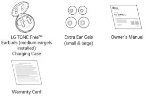 LG TONE FP5 Tone Free Noise Cancelling True Wireless Bluetooth Earbuds - Product Components