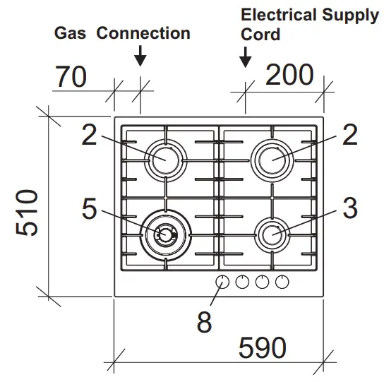 AEG HG60FXA 60CM 4 Burner Stainless Steel Gas Cooktop - fig 6