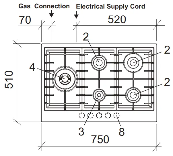 AEG HG60FXA 60CM 4 Burner Stainless Steel Gas Cooktop - fig 7