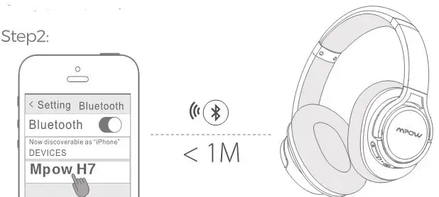 MPOW H7 Bluetooth Headphones - Pairing Function Step 2