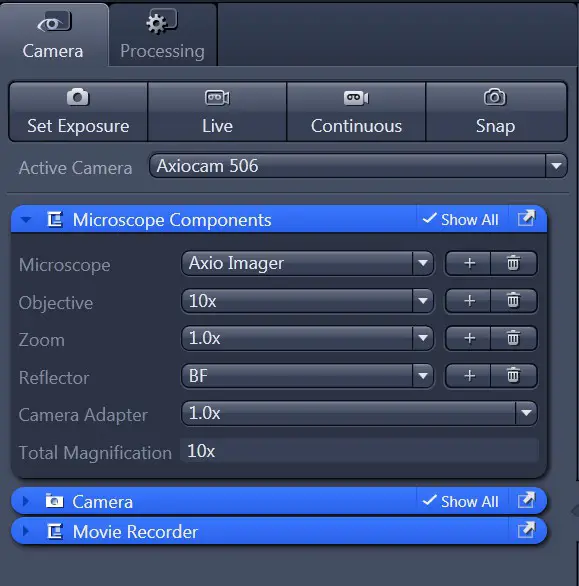 ZEISS ZEN blue edition Microscope Software - Configuring Microscope Components 2