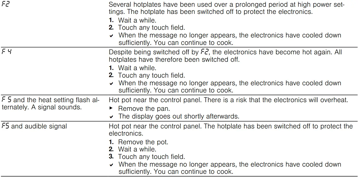 SIEMENS ET81RBHA1D Electric Hob User Manual - Information on display panel