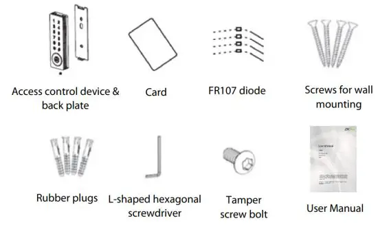 ZKTeco SA40 Ultra Thin Fingerprint Time Attendance and Access Point - Packing List
