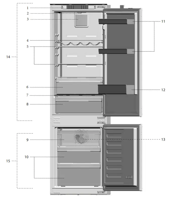 beko BCNA275E4SN Built-In Refrigerator with Freezer Instruction Manual - Product Overview