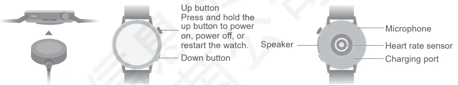 HUAWEI MIL-B19 Watch Gt3 42mm Gold Stainless Steel White Leather Strap - fig1