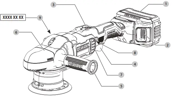 DEWALT DCM848N XJ 125mm 18V Li Ion XR Brushless Cordless Dual Action Polisher - fIG 1