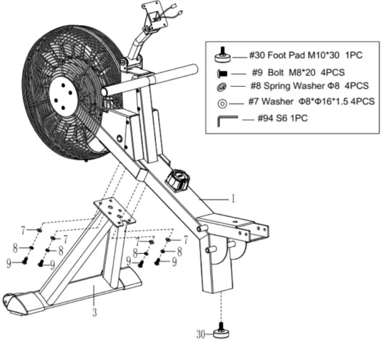 sunny Health Fitness SF RW5940 MAGNETIC AIR ROWER - Fig 2