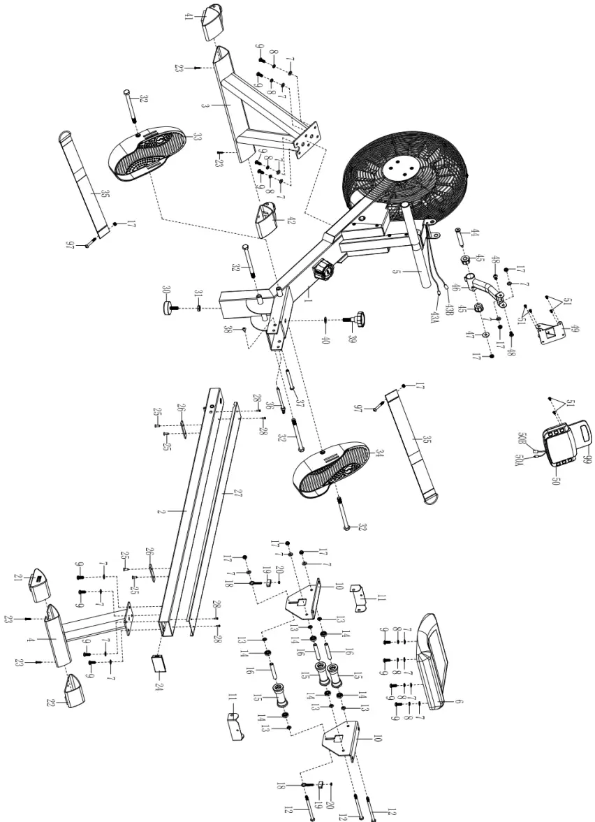sunny Health Fitness SF RW5940 MAGNETIC AIR ROWER - Fig