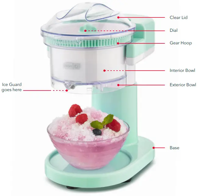 DASH DSIM100 Shaved Ice Maker - PARTS & FEATURES