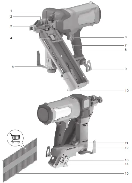 AEG A18F10FN 18V F-RAPIDFIRE 10GA 30-34° Framing Nailer - 1