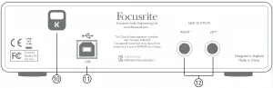 Focusrite Scarlett 2i2 Back Panel