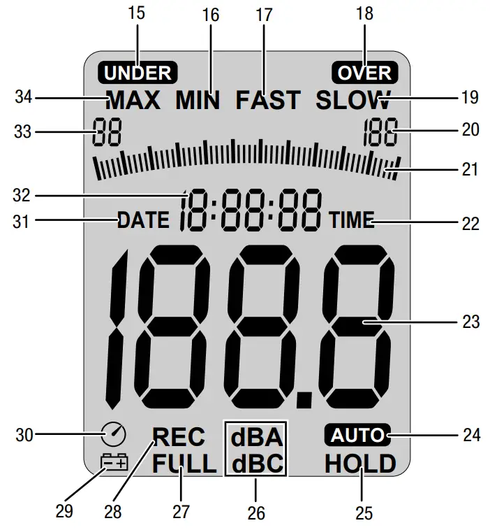 TROTEC SL400 Sound Level Measuring Device - Display