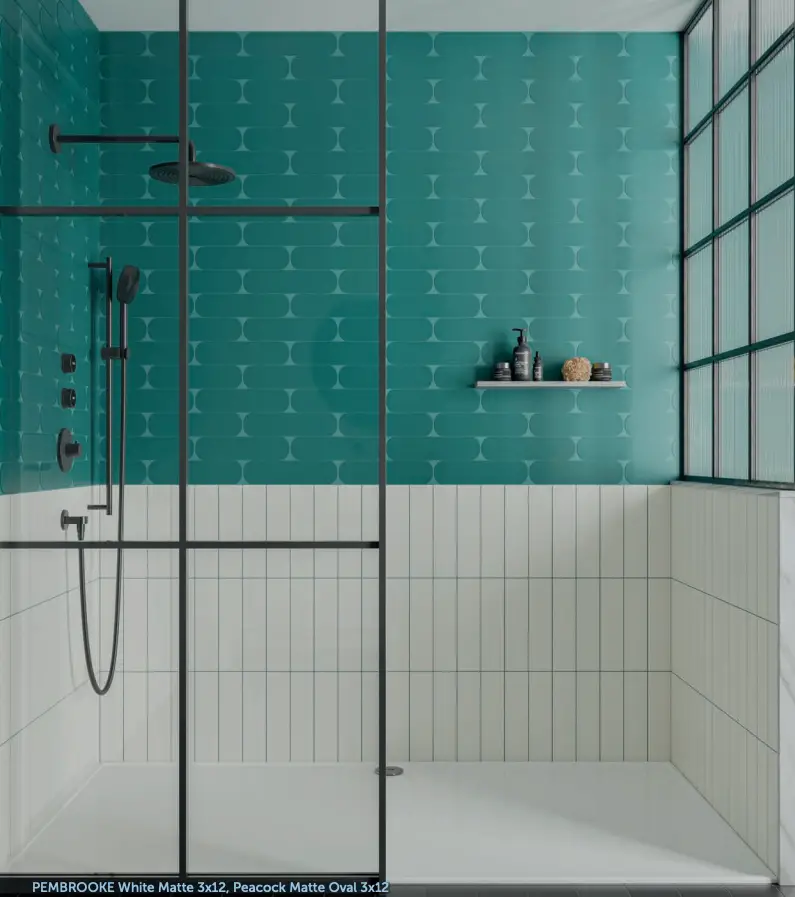 PEMBROOKE White Matte 3x12, Peacock Matte Oval 3x12