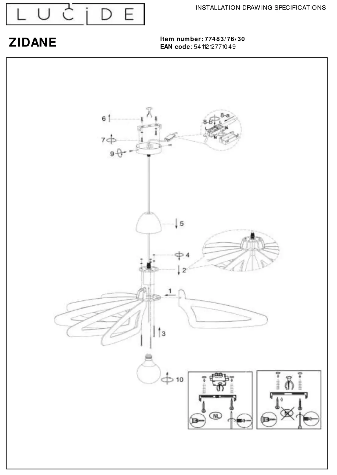 LUCIDE ZIDANE Pendant Light - figure 2