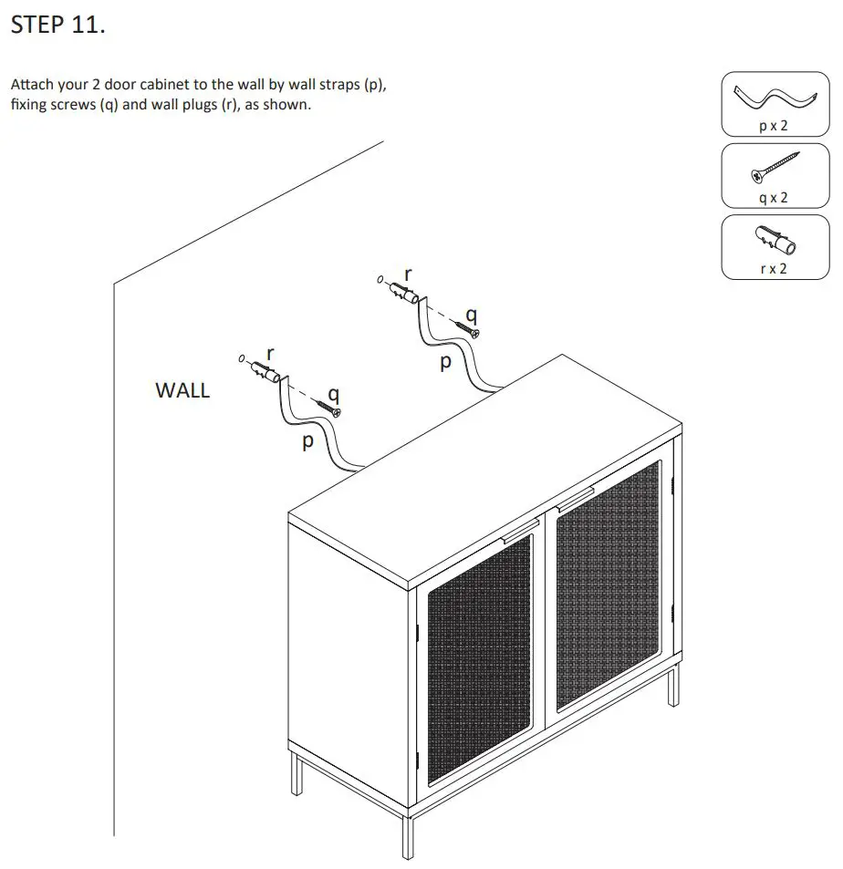 Anmytek H00 Series Two Doors Storage Cabinet with Rattan Texture Instruction Manual - ASSEMBLY STEPS 11