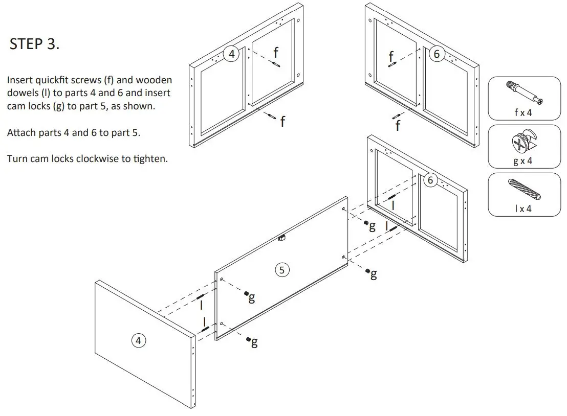 Anmytek H00 Series Two Doors Storage Cabinet with Rattan Texture Instruction Manual - ASSEMBLY STEPS 3