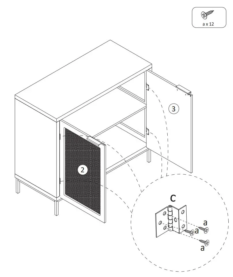 Anmytek H00 Series Two Doors Storage Cabinet with Rattan Texture Instruction Manual - ASSEMBLY STEPS 9