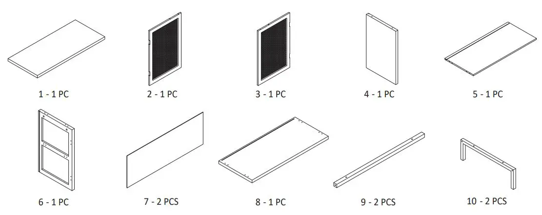 Anmytek H00 Series Two Doors Storage Cabinet with Rattan Texture Instruction Manual - PARTS LIST