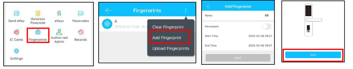 Here4Gear-H31-Smart-Lock-User - Add fingerprint