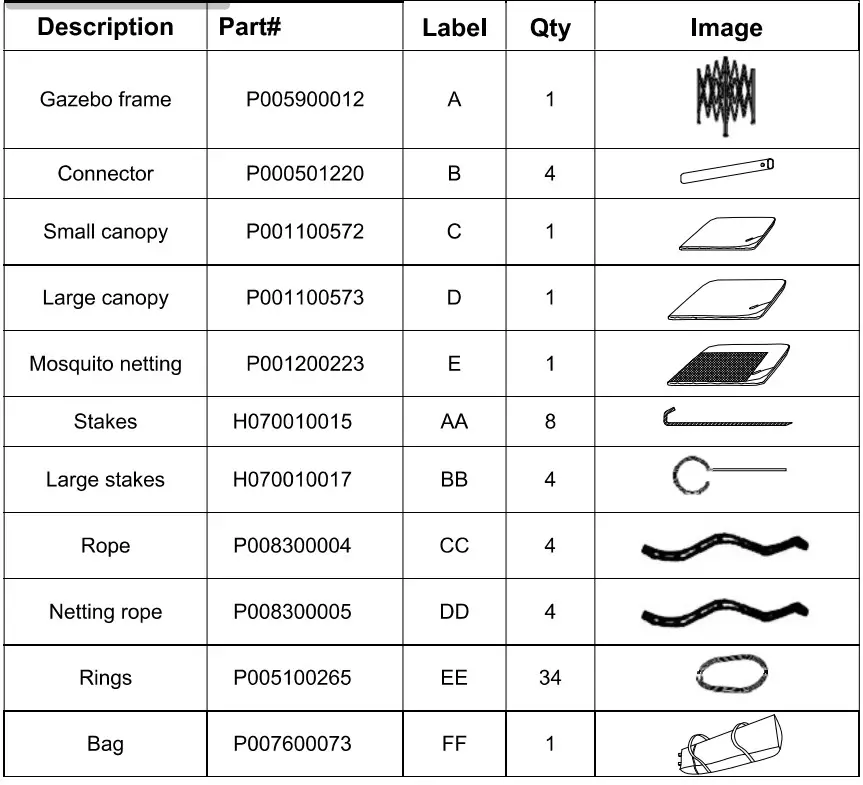 Sunjoy A109000102 Ryan 11x11 ft Gray Pop Up Portable Steel Gazebo - Parts