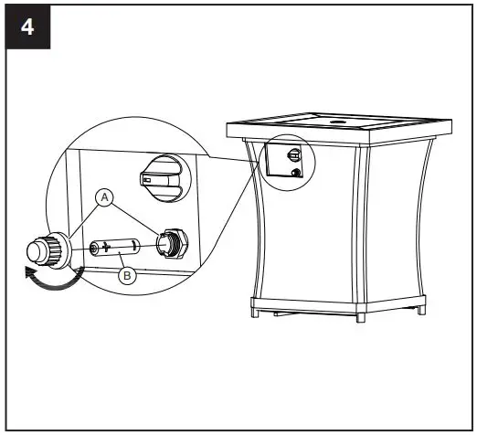 Sunbeam 9248 Urban Fire Pit Owner’s Manual - Install Battery to Igniter