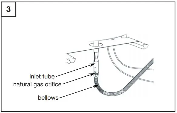 Sunbeam 9248 Urban Fire Pit Owner’s Manual - Replace the propanae orifice with the natural gas orifice