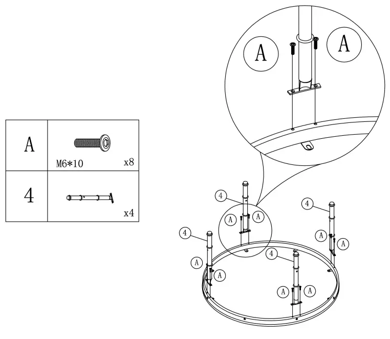 J E HOME GD-W88137484 2-Tier Single Panel Round Wood Coffee Table - fig 4