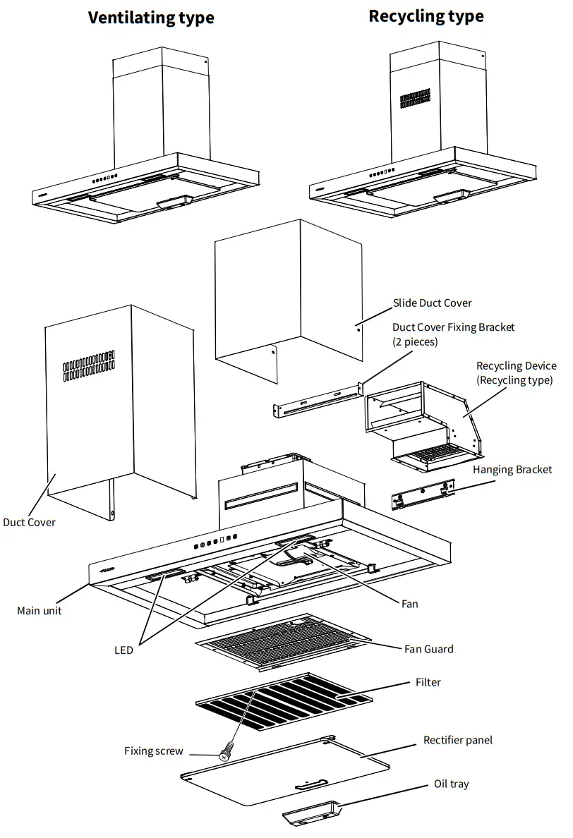FUJIOH FR-MT1990V 900MM Chimney Cooker Hood fig 2