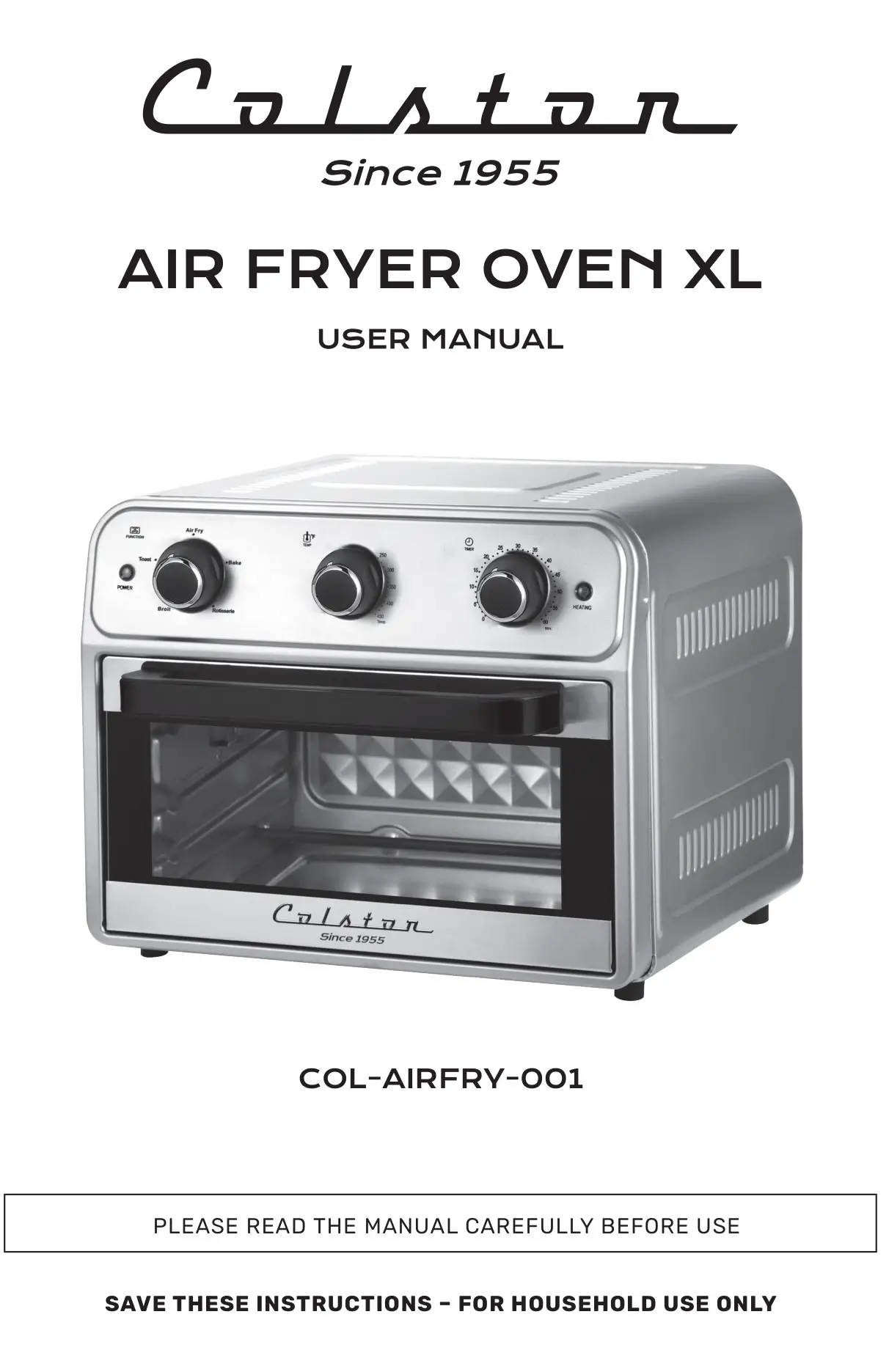 Colston COL-AIRFRY-001 1800W 22 qt Air Fryer Oven XL User Manual