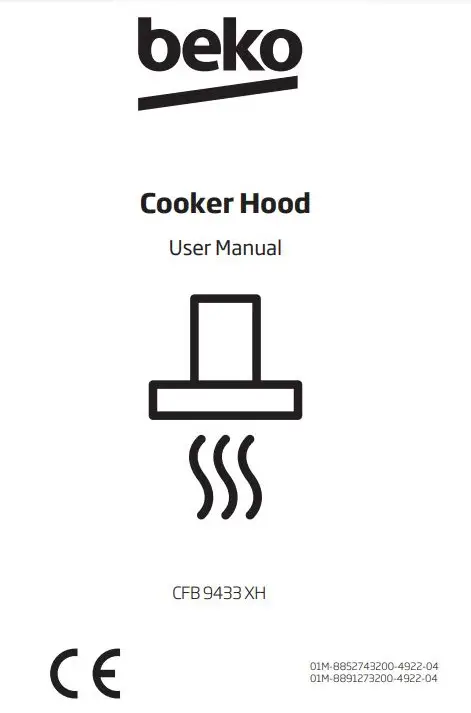 beko CFB 9433 XH Cooker Hood User Manual