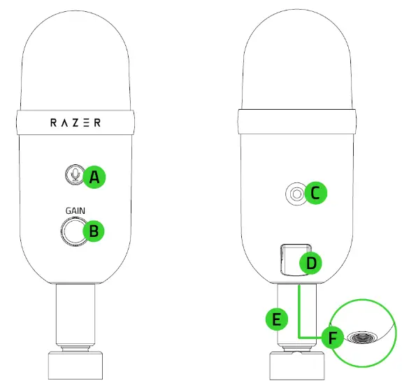 RAZER Seiren V2 X USB Microphone for Streamers - button