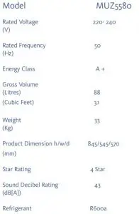 FIG 20 TECHNICAL SPECIFICATIONS